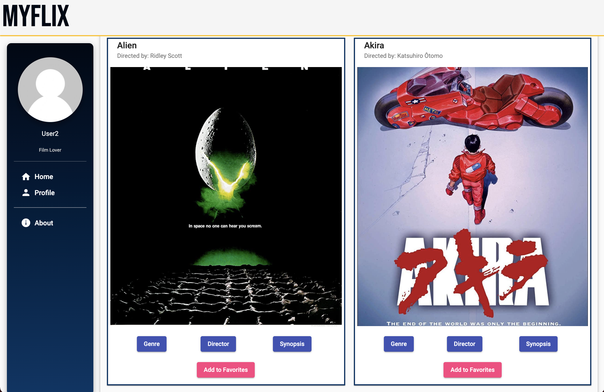 Image of MyFlix Site Movies List
